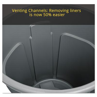 Rubbermaid Vented Round Brute Waste Container, 32 Gallon