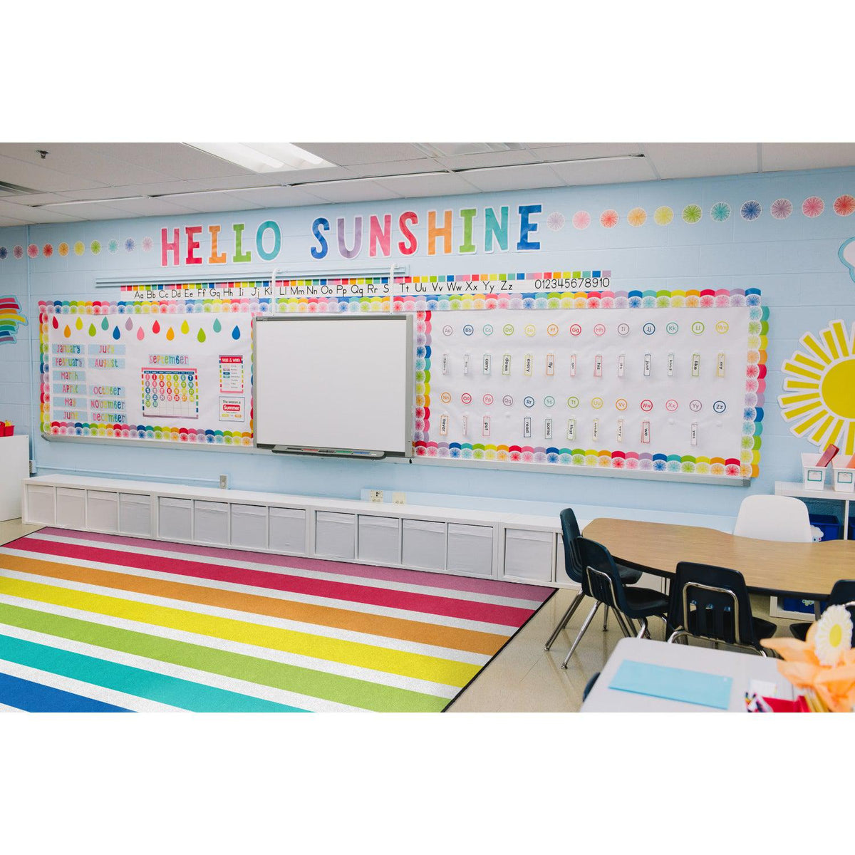 Schoolgirl Style Hello Sunshine Bright Striped Rainbow Rugs