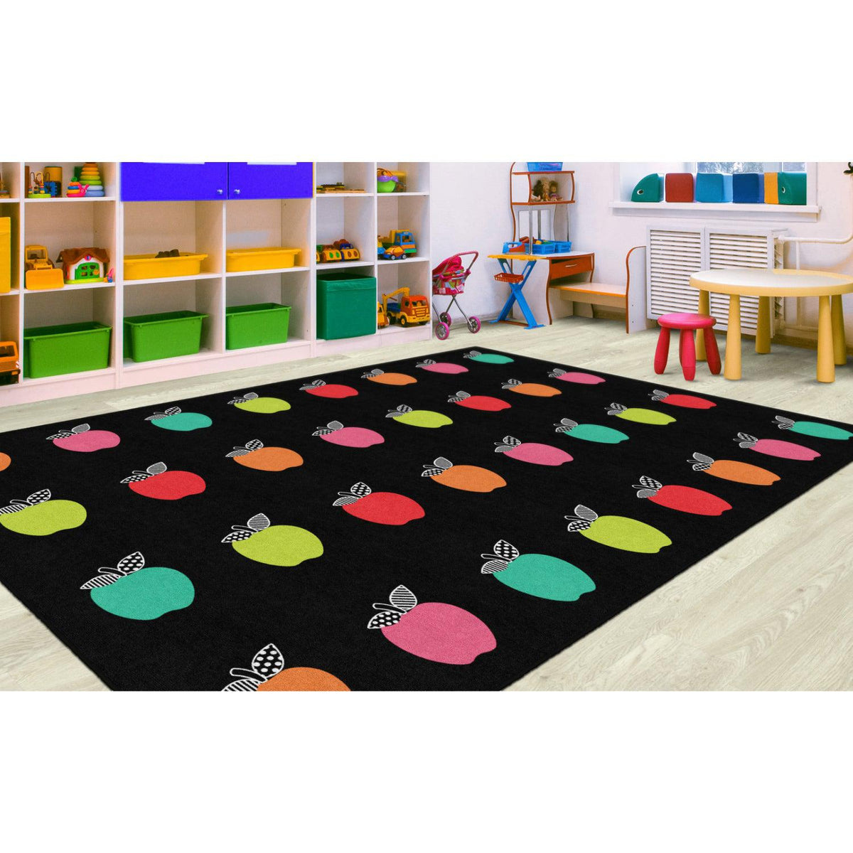 Schoolgirl Style Black, White & Stylish Brights Apple Sit Spot Rugs