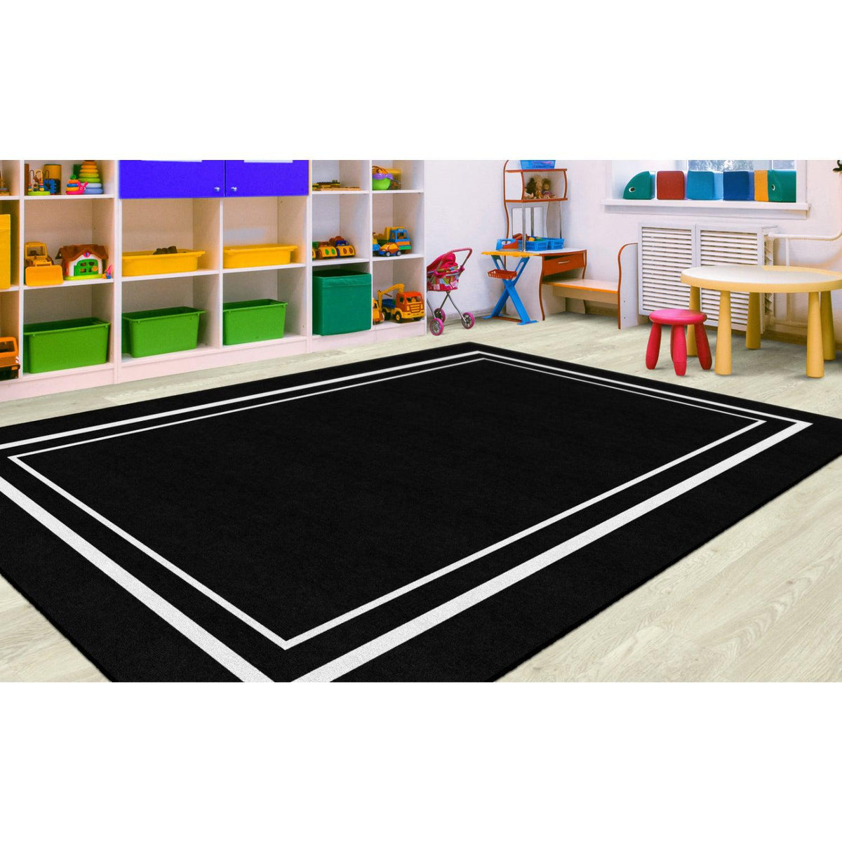 Schoolgirl Style Simply Stylish Black & White Border Rugs