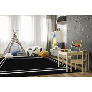 Schoolgirl Style Simply Stylish Black & White Border Rugs