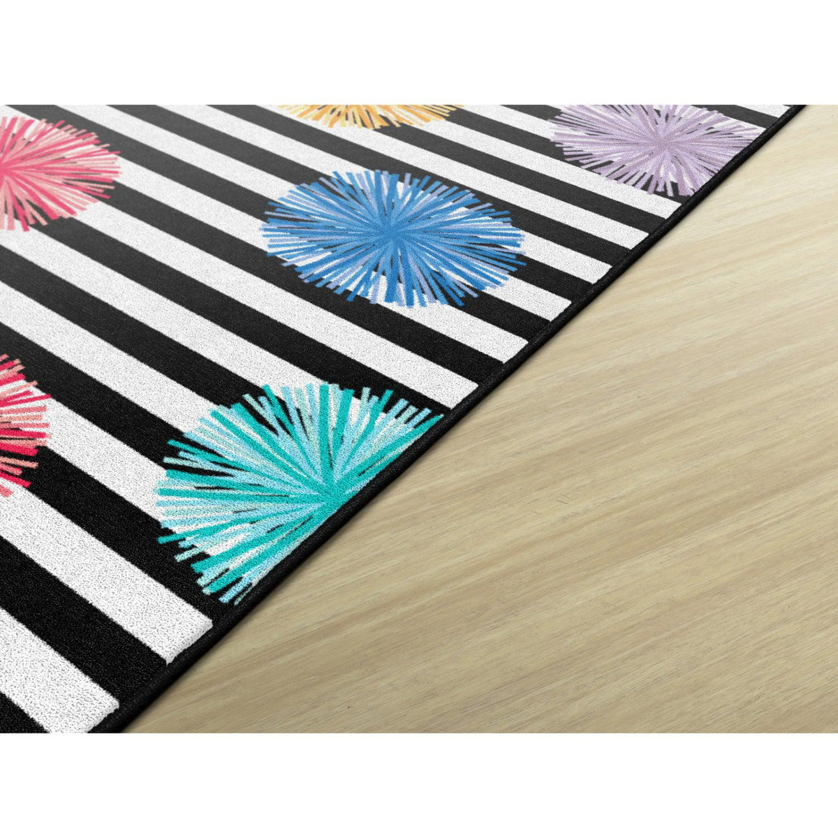 Schoolgirl Style Just Teach Black & White Poms Rugs