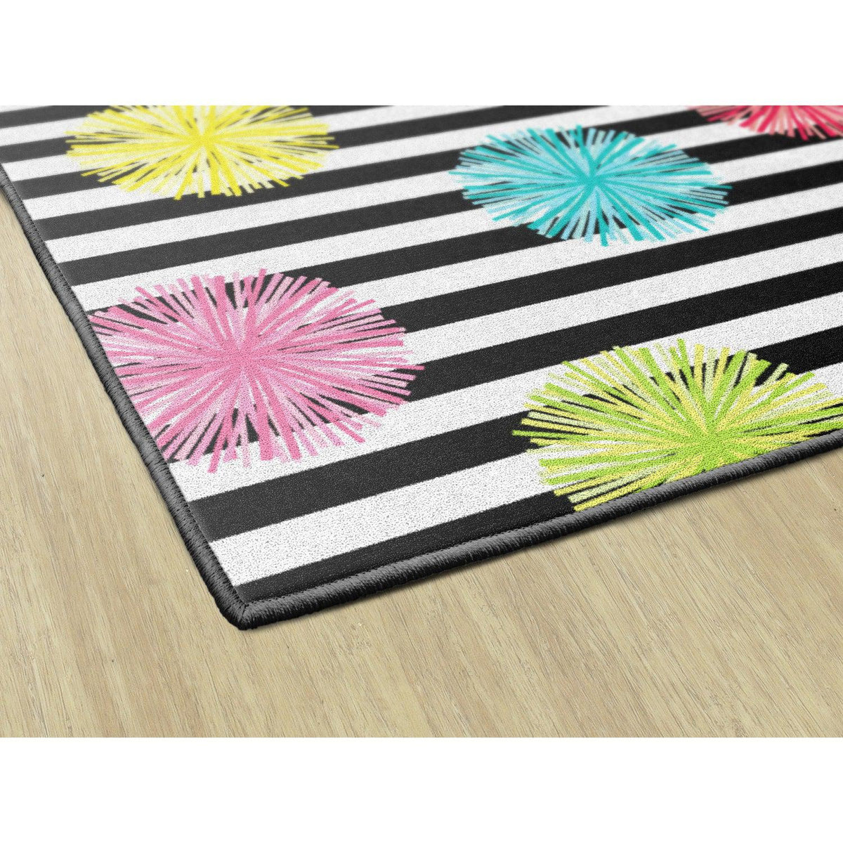 Schoolgirl Style Just Teach Black & White Poms Rugs
