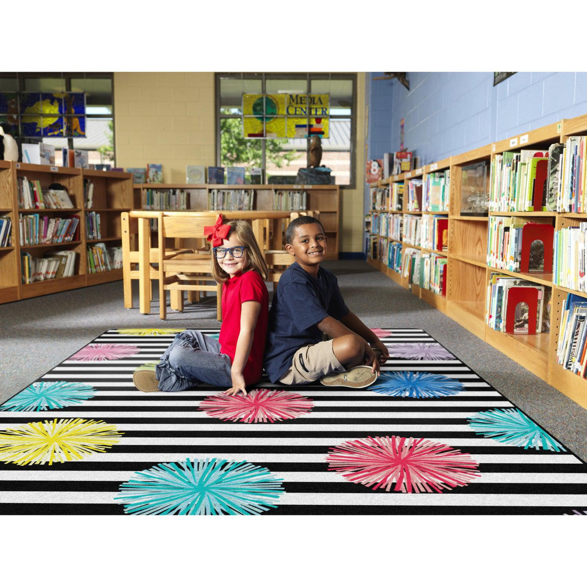 Schoolgirl Style Just Teach Black & White Poms Rugs