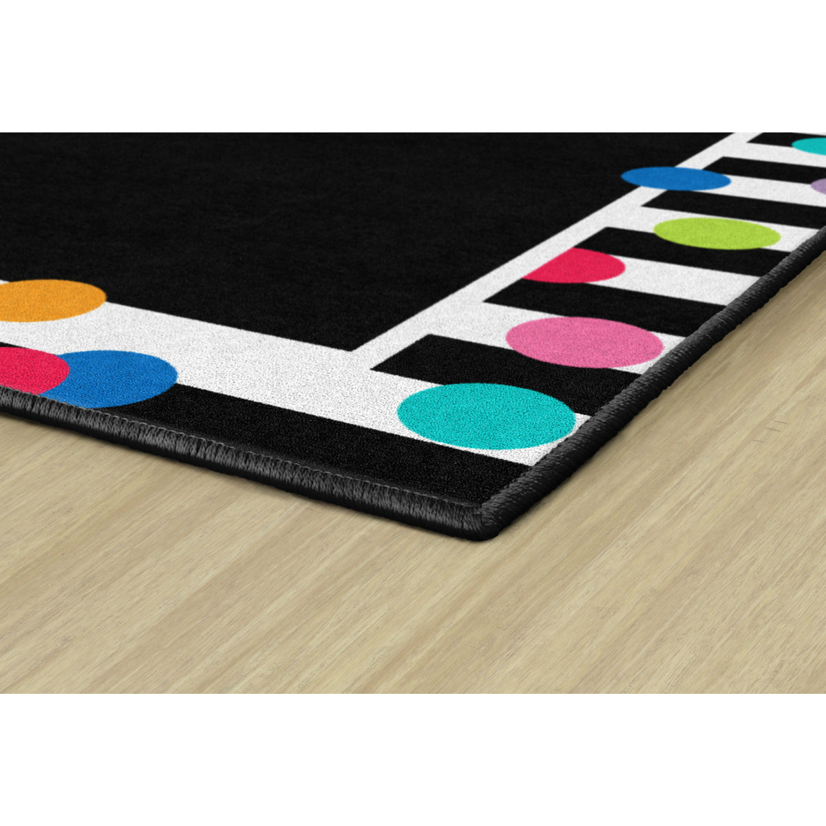 Schoolgirl Style Just Teach Black, White & Bright Polka Dot Border Rugs