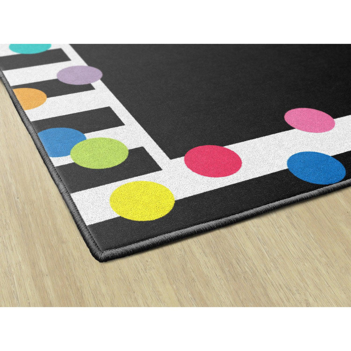 Schoolgirl Style Just Teach Black, White & Bright Polka Dot Border Rugs