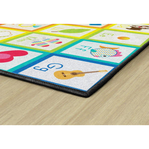 Schoolgirl Style Rainbow Alphabet Cards Solid Square Criss Cross Applesauce Rugs