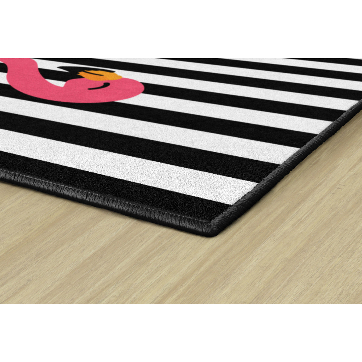 Schoolgirl Style Simply Stylish Tropical Black & White Stripes Flamingo Rugs