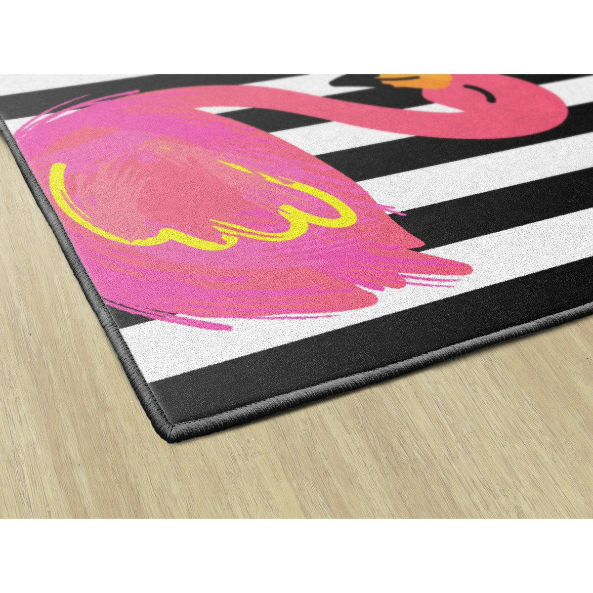 Schoolgirl Style Simply Stylish Tropical Black & White Stripes Flamingo Rugs
