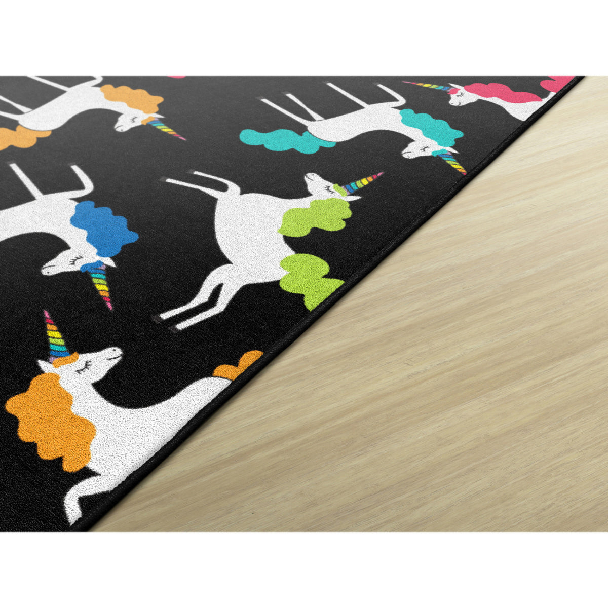 Schoolgirl Style Hello Sunshine Unicorns All Over Black Rugs