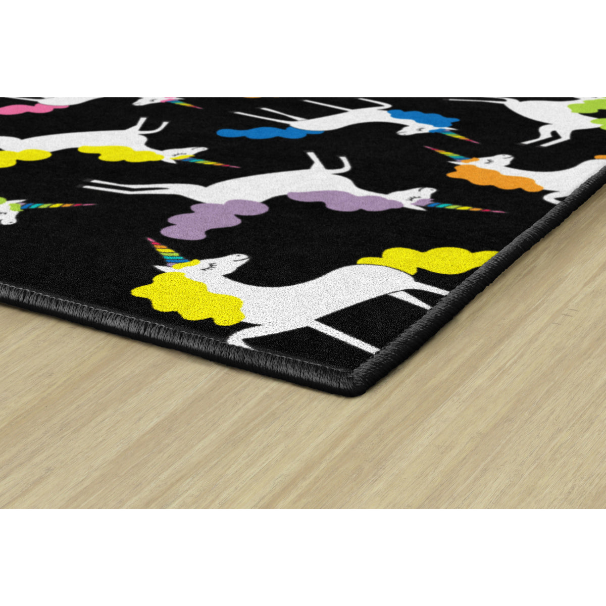 Schoolgirl Style Hello Sunshine Unicorns All Over Black Rugs