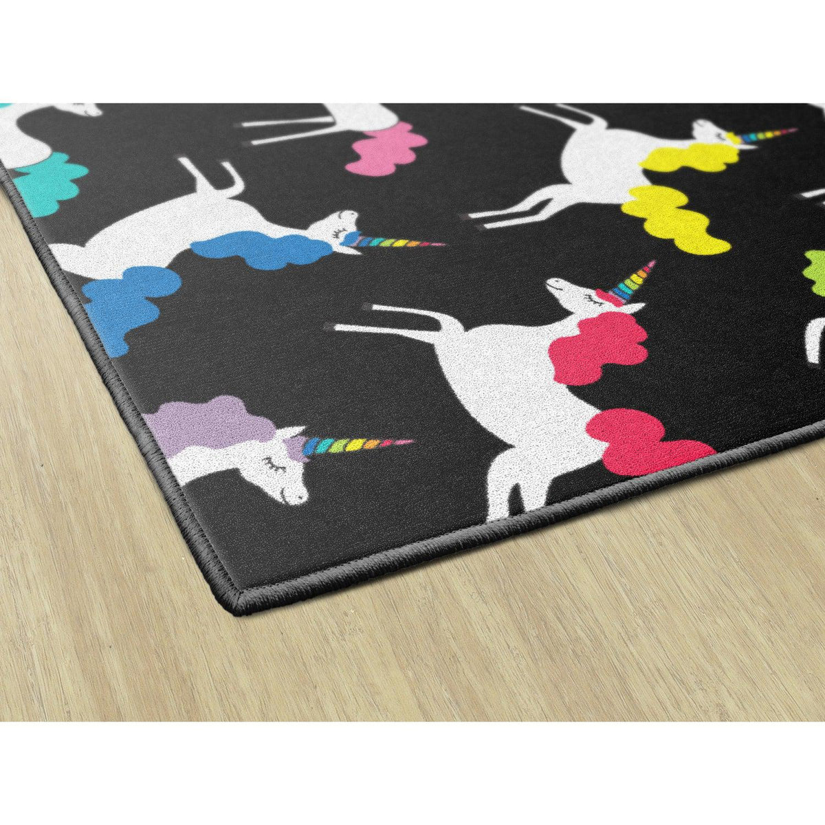 Schoolgirl Style Hello Sunshine Unicorns All Over Black Rugs