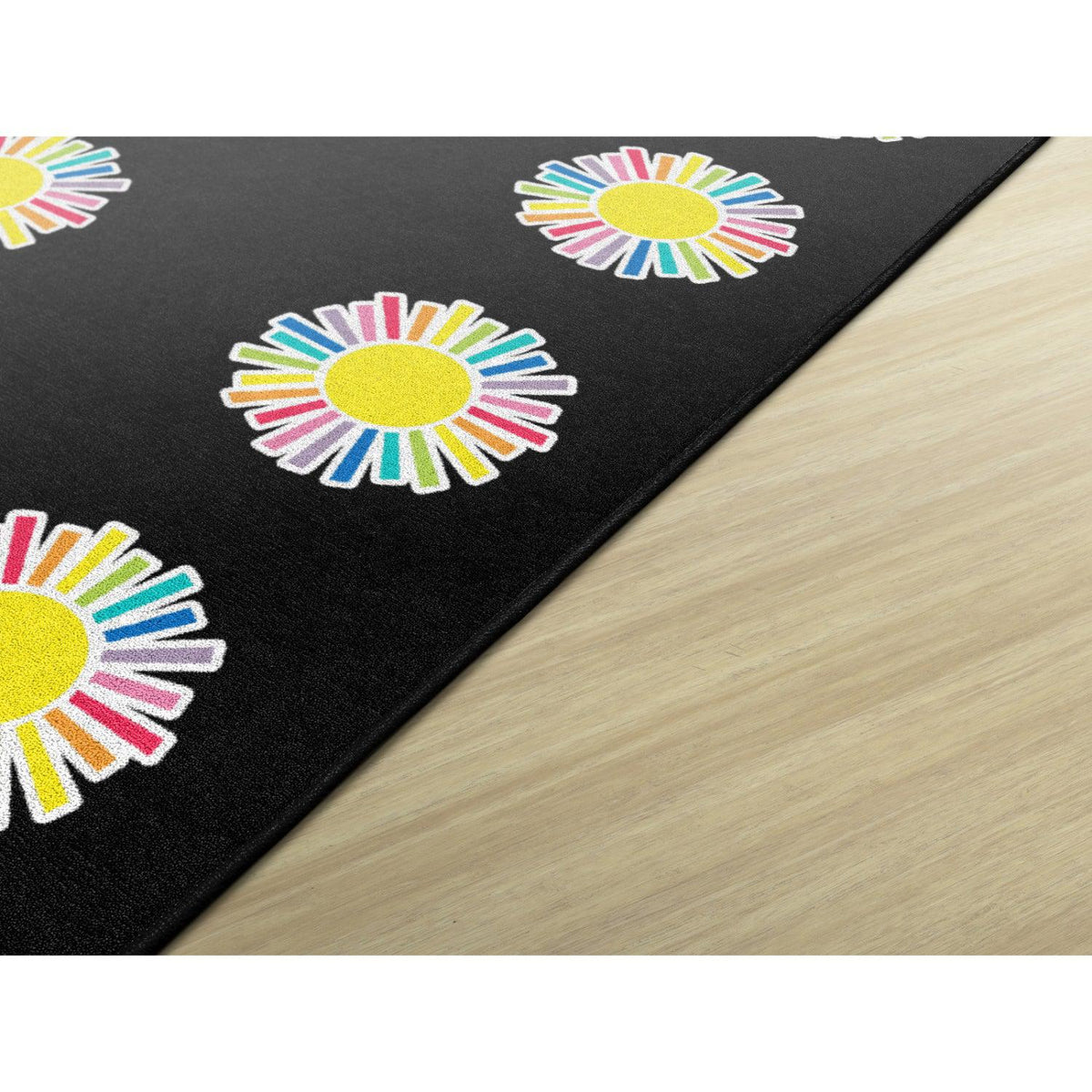 Schoolgirl Style Rainbow Sun Black Criss Cross Rug, 7'6" x 12' Rectangle