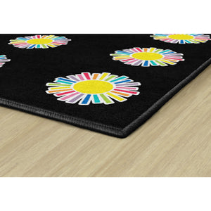 Schoolgirl Style Rainbow Sun Black Criss Cross Rug, 7'6" x 12' Rectangle