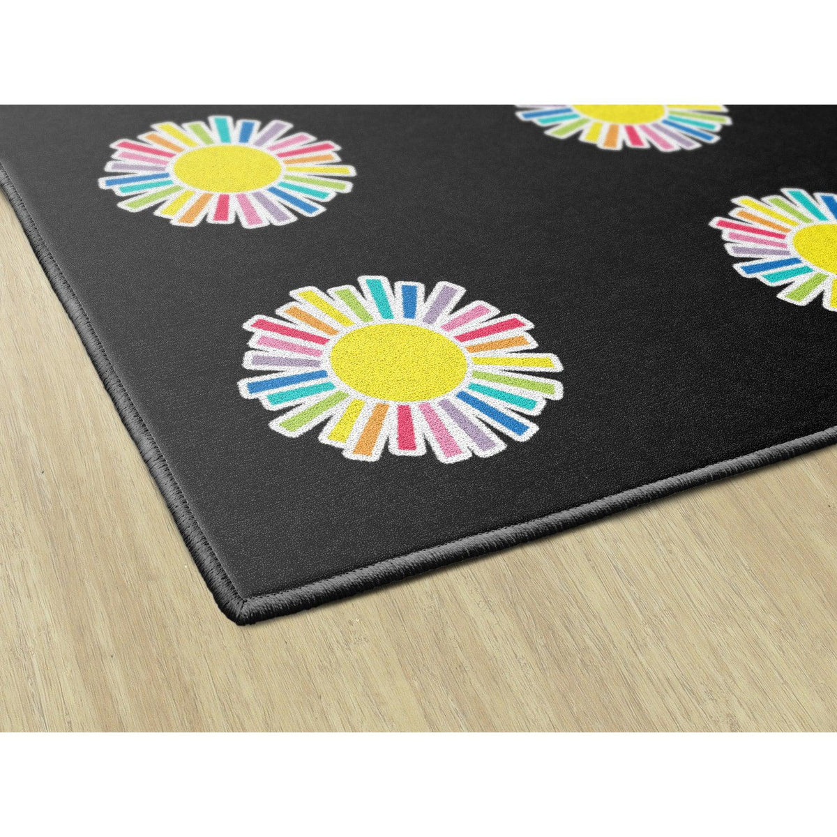 Schoolgirl Style Rainbow Sun Black Criss Cross Rug, 7'6" x 12' Rectangle