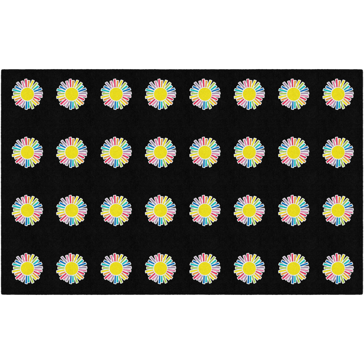 Schoolgirl Style Rainbow Sun Black Criss Cross Rug, 7'6" x 12' Rectangle
