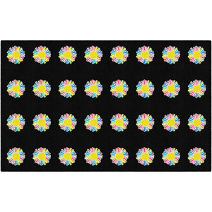 Schoolgirl Style Rainbow Sun Black Criss Cross Rug, 7'6" x 12' Rectangle