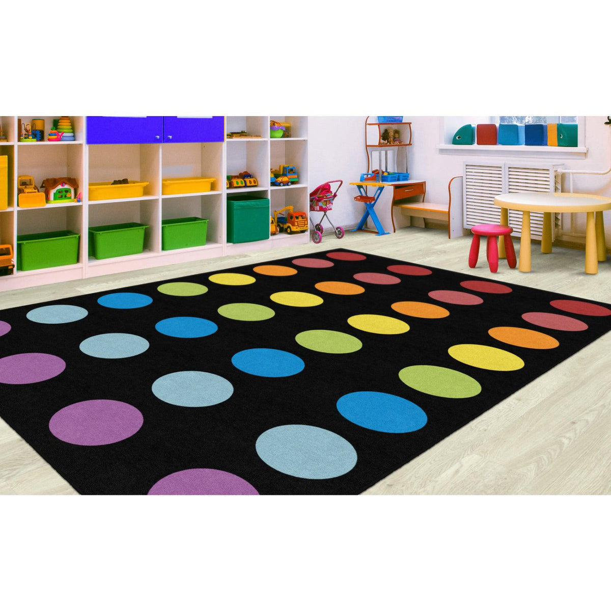 Schoolgirl Style Rainbow Spot Criss Cross Rug, 7'6" x 12' Rectangle
