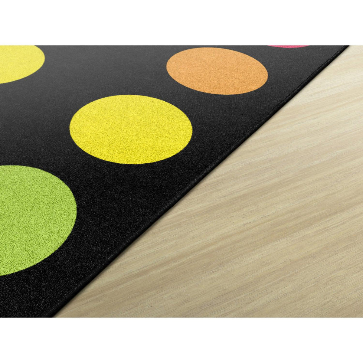 Schoolgirl Style Rainbow Dots On Black Criss Cross Rug, 7'6" x 12' Rectangle