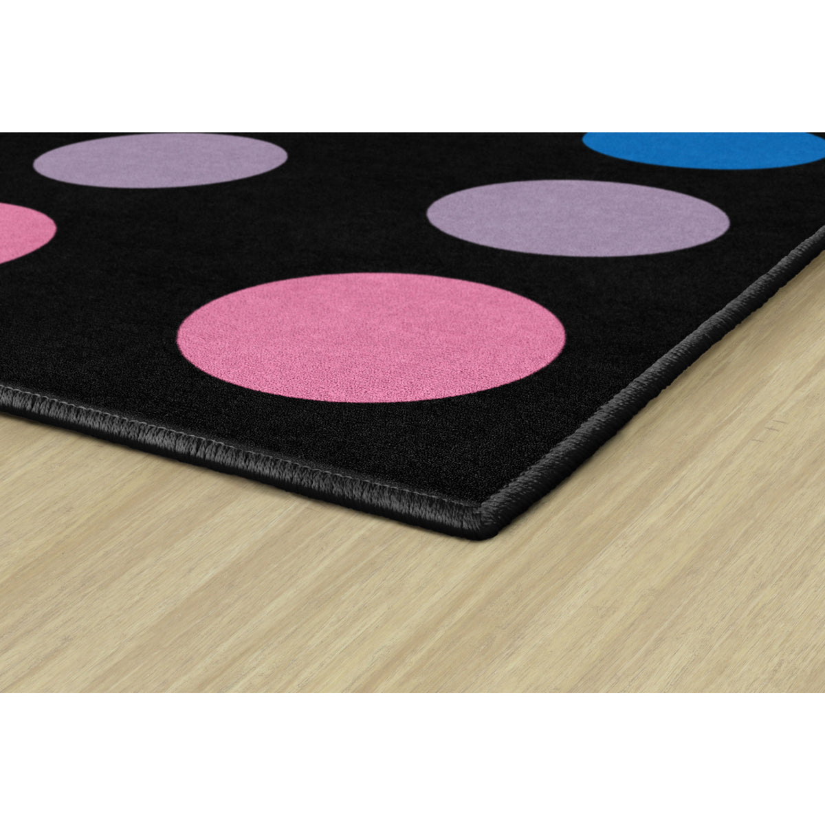Schoolgirl Style Rainbow Dots On Black Criss Cross Rug, 7'6" x 12' Rectangle