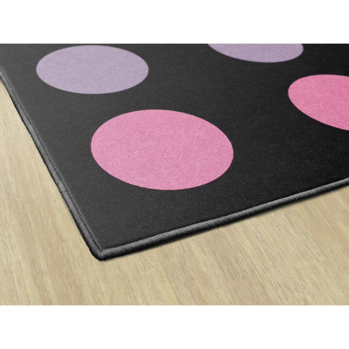 Schoolgirl Style Rainbow Dots On Black Criss Cross Rug, 7'6" x 12' Rectangle