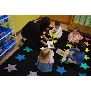 Schoolgirl Style Twinkle Twinkle On Black Criss Cross Rug, 7'6" x 12' Rectangle