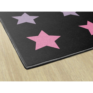 Schoolgirl Style Twinkle Twinkle On Black Criss Cross Rug, 7'6" x 12' Rectangle