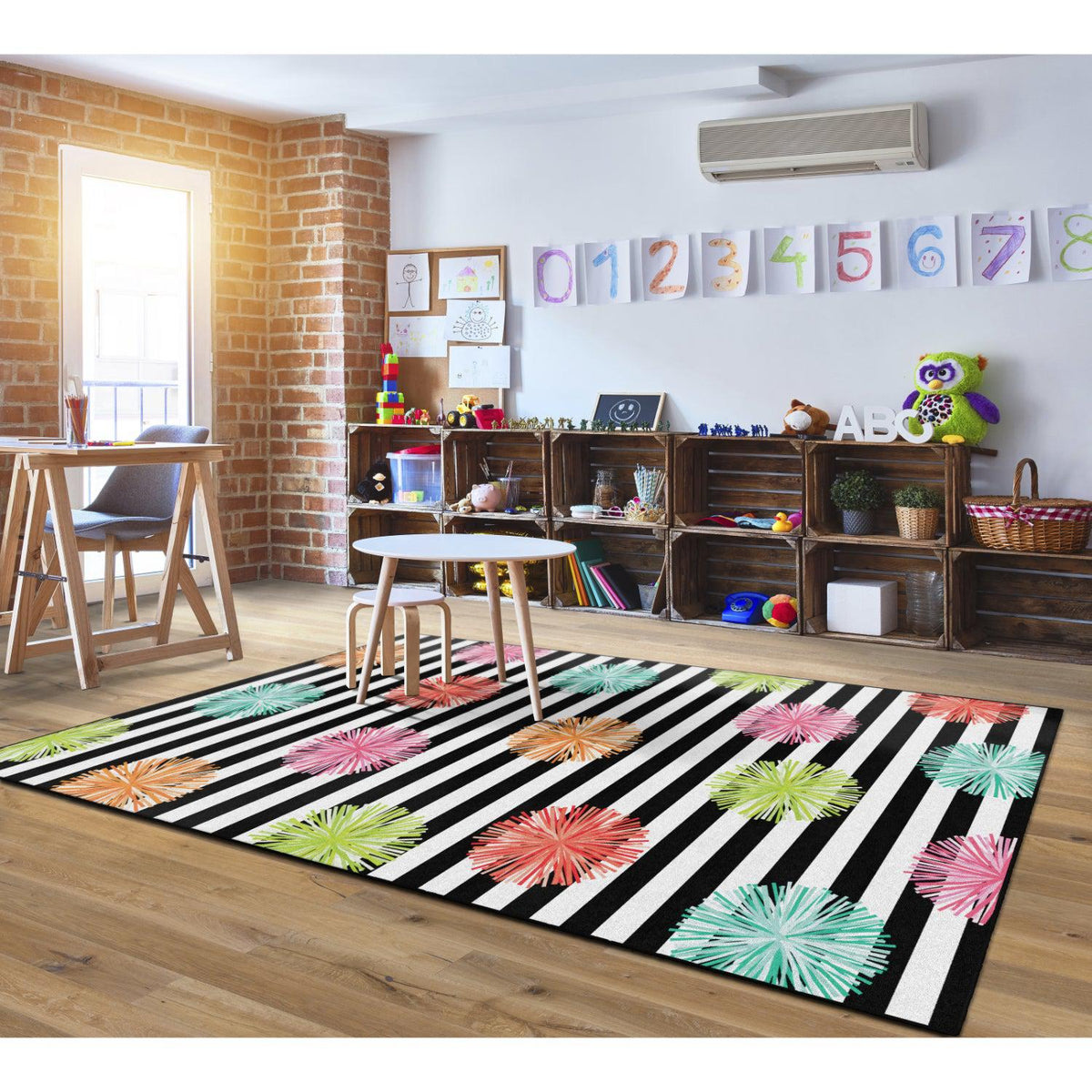 Schoolgirl Style Multi Poms Rugs