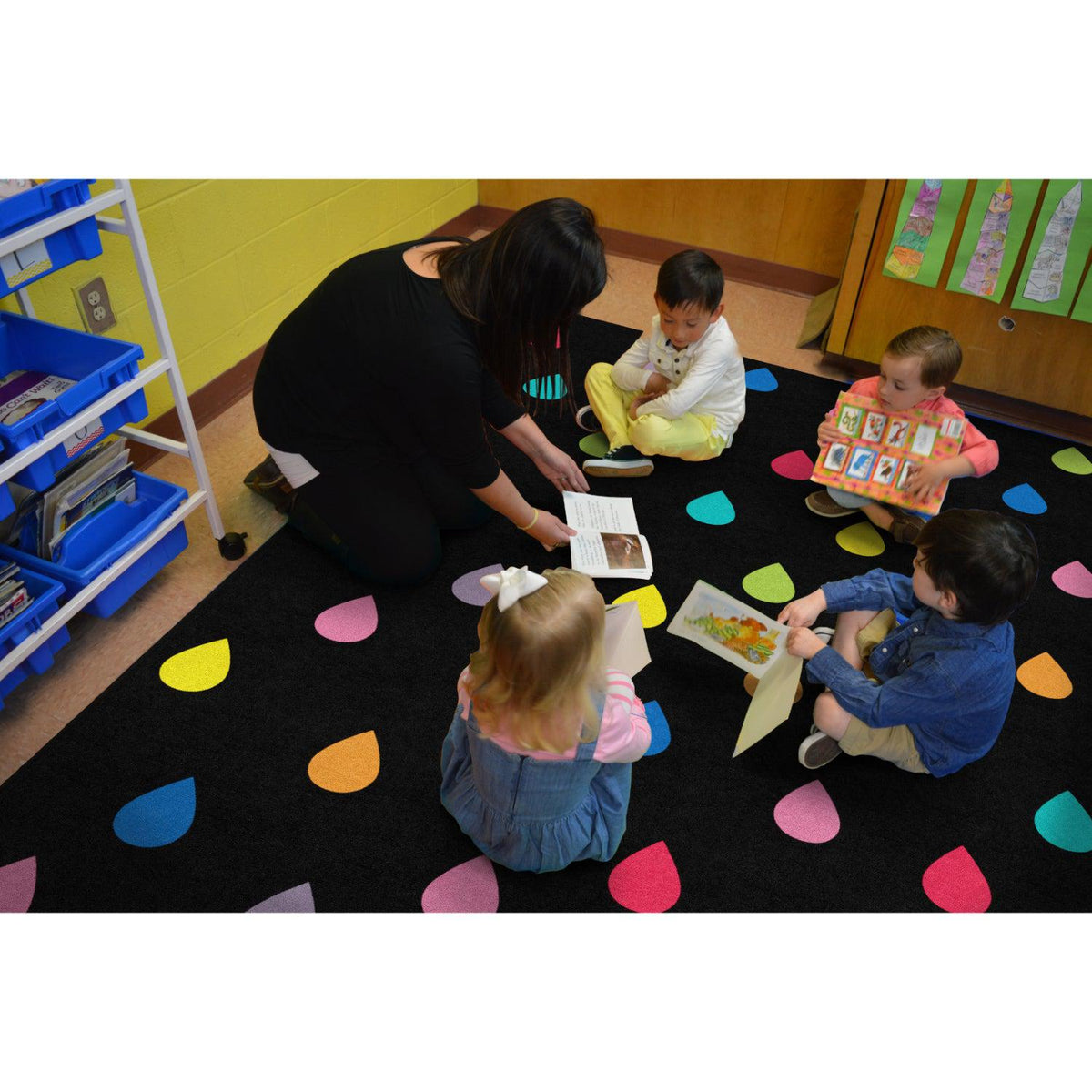 Schoolgirl Style Rain On Black Rugs