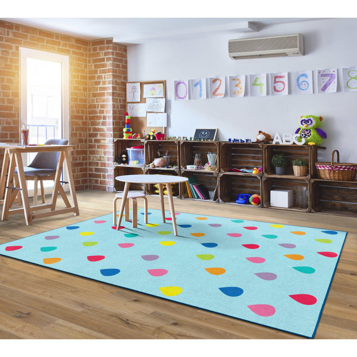 Schoolgirl Style Rain On Blue Rugs