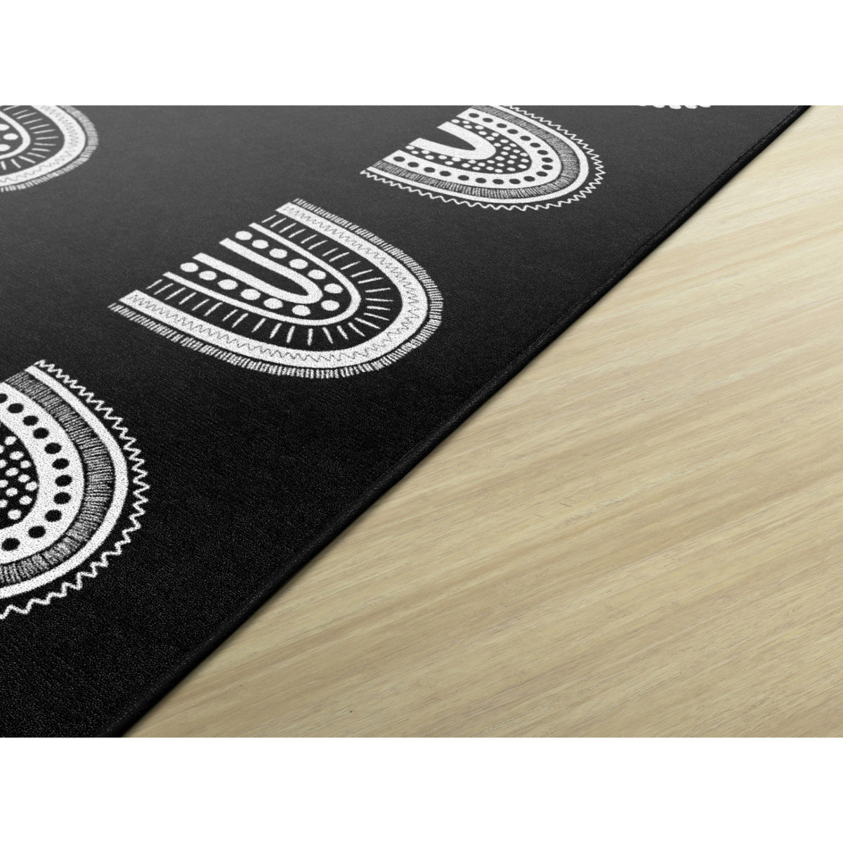 Schoolgirl Style Boho Rainbow Black Criss Cross Applesauce Rug, 7'6" x 12' Rectangle