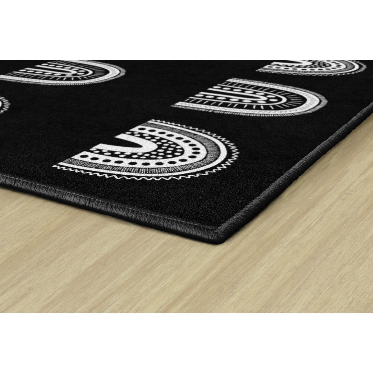 Schoolgirl Style Boho Rainbow Black Criss Cross Applesauce Rug, 7'6" x 12' Rectangle