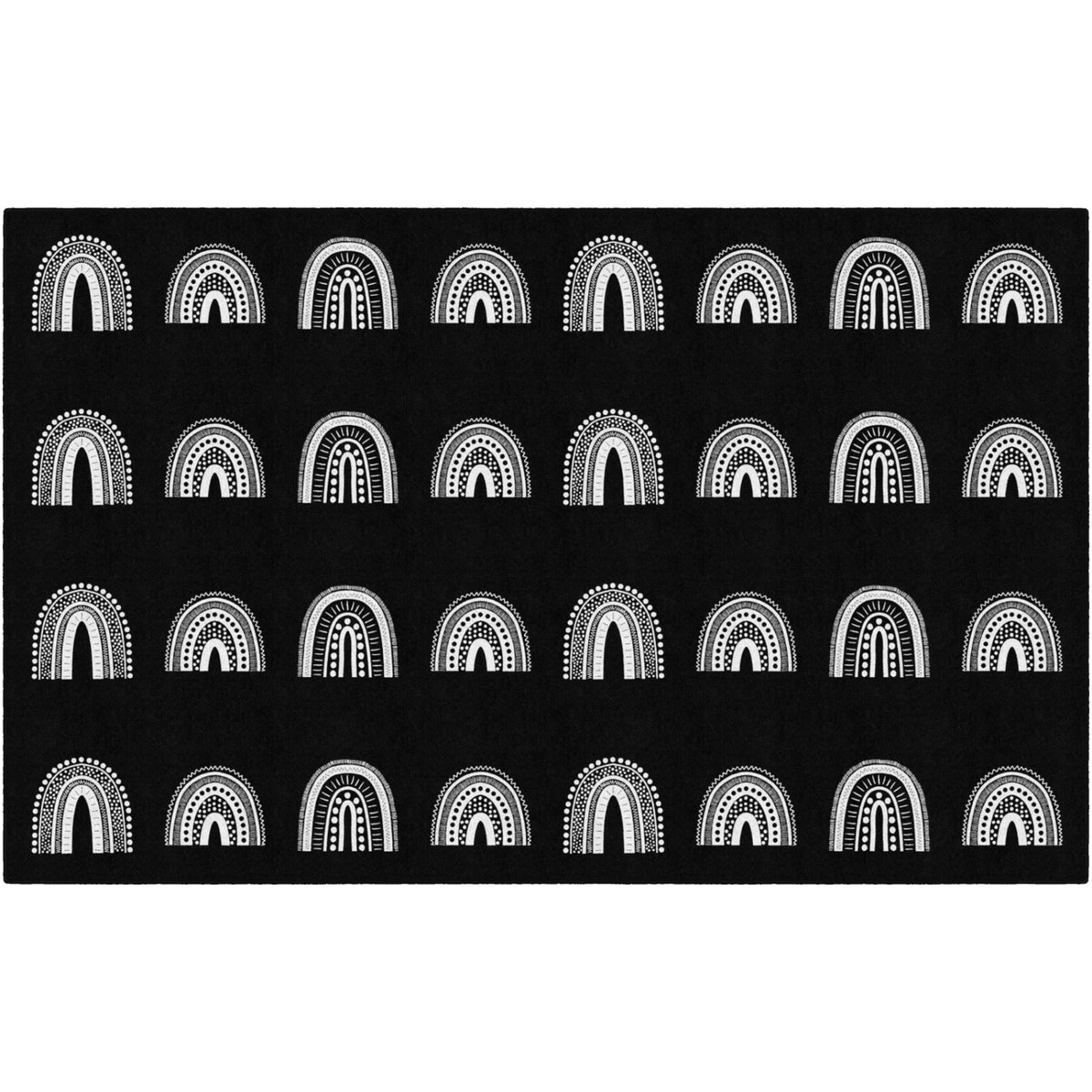 Schoolgirl Style Boho Rainbow Black Criss Cross Applesauce Rug, 7'6" x 12' Rectangle