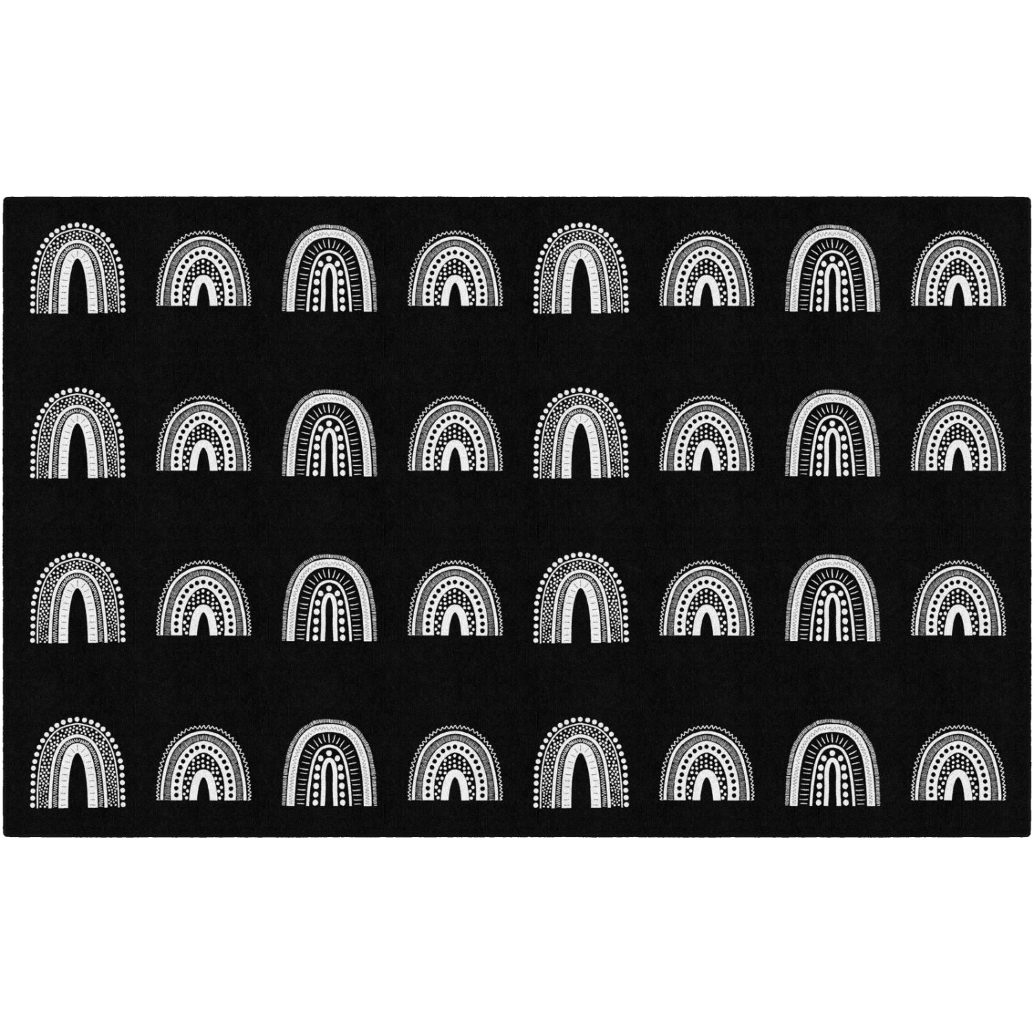 Schoolgirl Style Boho Rainbow Black Criss Cross Applesauce Rug, 7'6" x 12' Rectangle