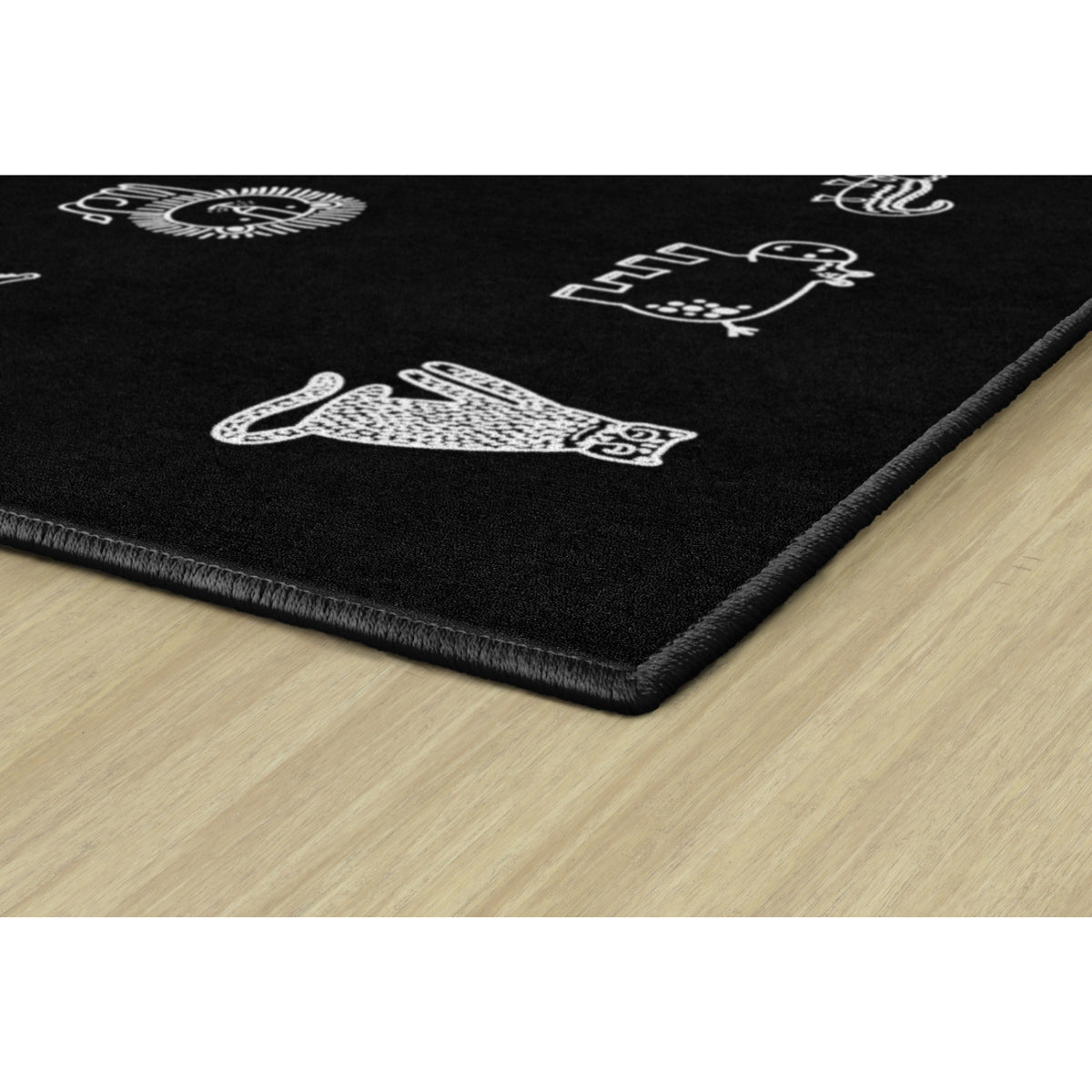 Schoolgirl Style Black & White Safari Animals Criss Cross Applesauce Rug, 7'6" x 12' Rectangle