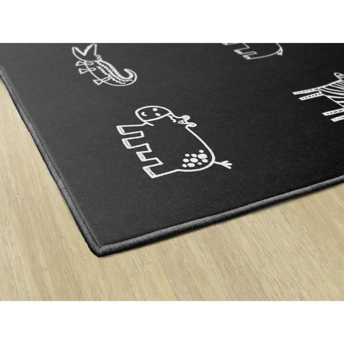 Schoolgirl Style Black & White Safari Animals Criss Cross Applesauce Rug, 7'6" x 12' Rectangle