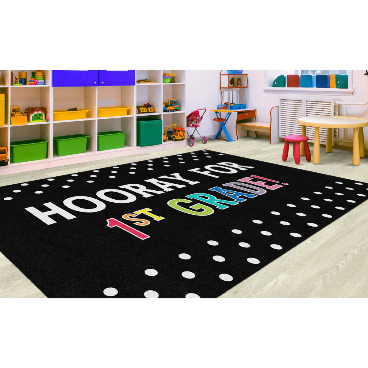 Schoolgirl Style Hooray For 1st Grade On Black Rugs