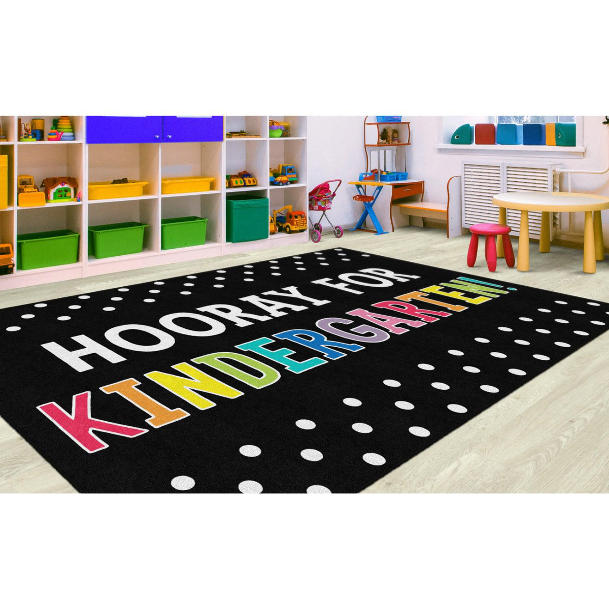 Schoolgirl Style Hooray For Kindergarten On Black Rugs