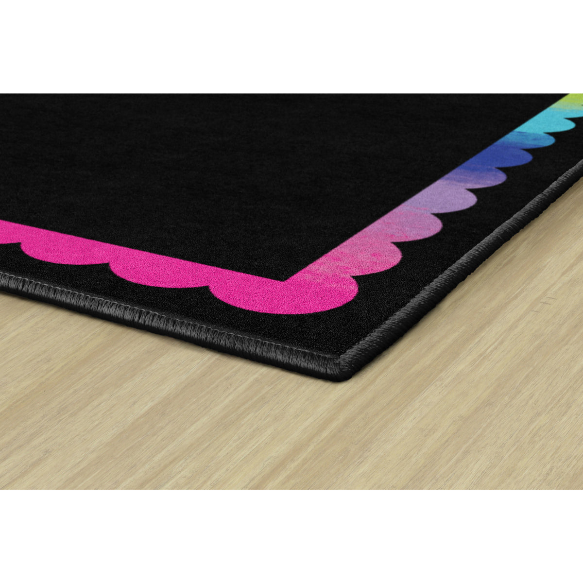 Schoolgirl Style Black with Rainbow Scallop Border Rugs