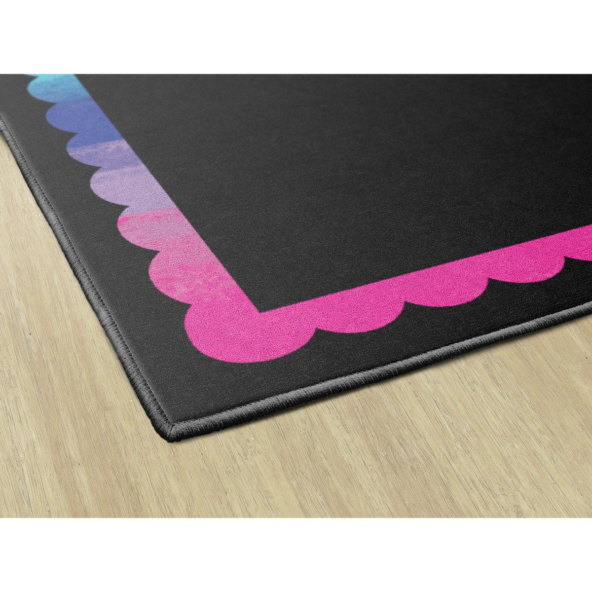 Schoolgirl Style Black with Rainbow Scallop Border Rugs