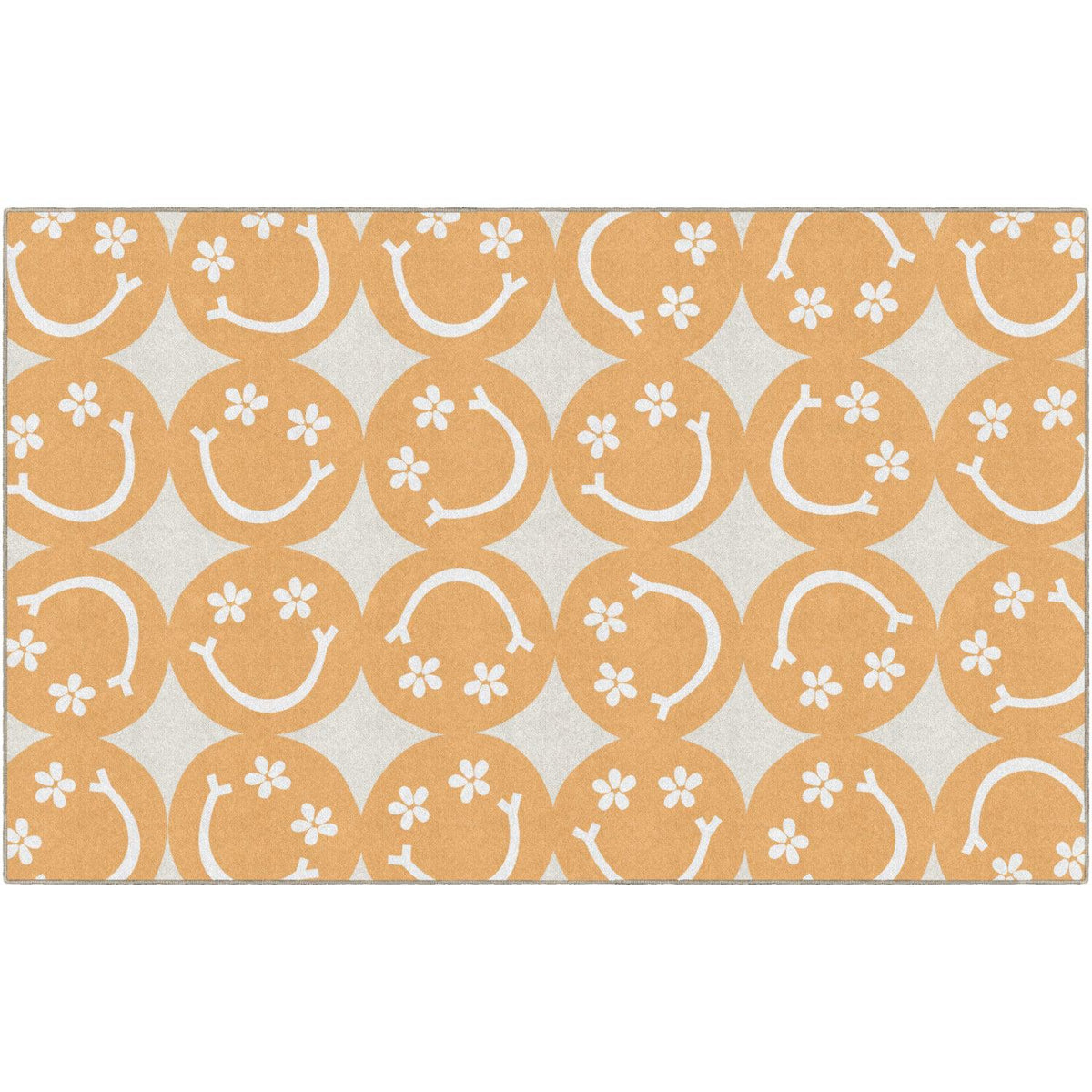 Schoolgirl Style Good Vibes Large Happy Faces Rug, 7'6" x 12' Rectangle