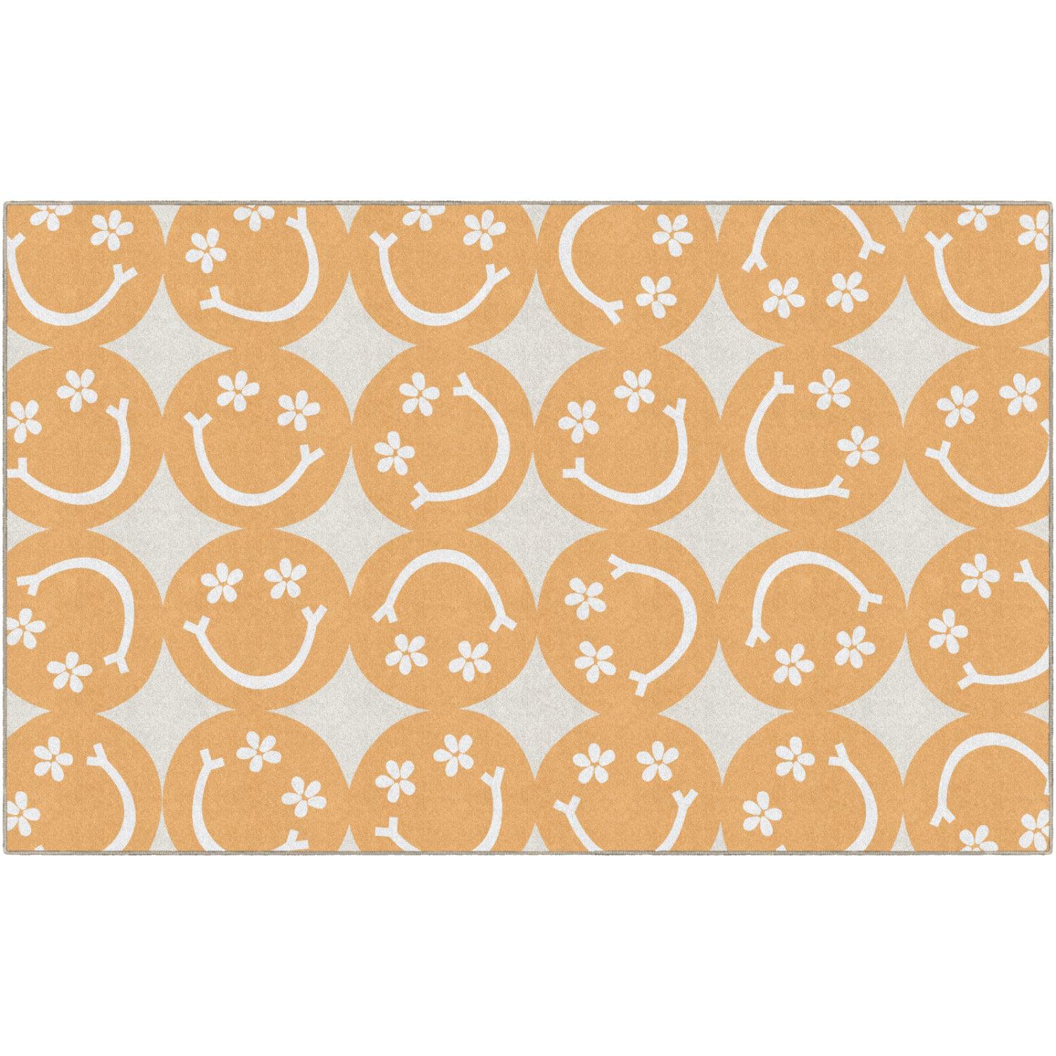Schoolgirl Style Good Vibes Large Happy Faces Rug, 7'6" x 12' Rectangle