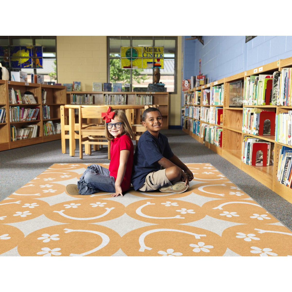 Schoolgirl Style Good Vibes Large Happy Faces Rug, 7'6" x 12' Rectangle