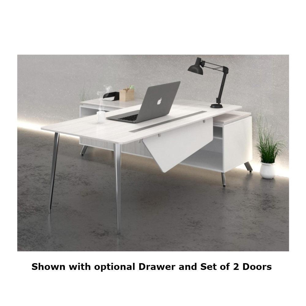 One Suite L-Shaped Executive Desk with Open Return/Credenza, FREE SHIPPING