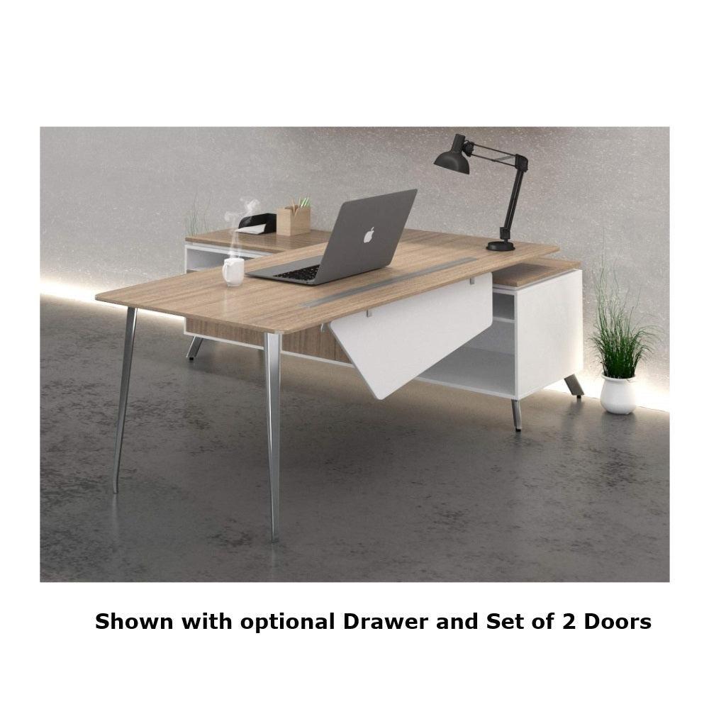 One Suite L-Shaped Executive Desk with Open Return/Credenza, FREE SHIPPING
