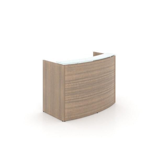 Potenza Curved Reception Desk with Glass Transactional Counter Top, FREE SHIPPING