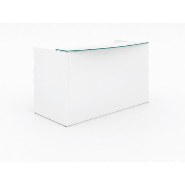 Potenza Rectangular Reception Desk with White Glass Transactional Top, FREE SHIPPING