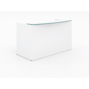 Potenza Rectangular Reception Desk with White Glass Transactional Top, FREE SHIPPING