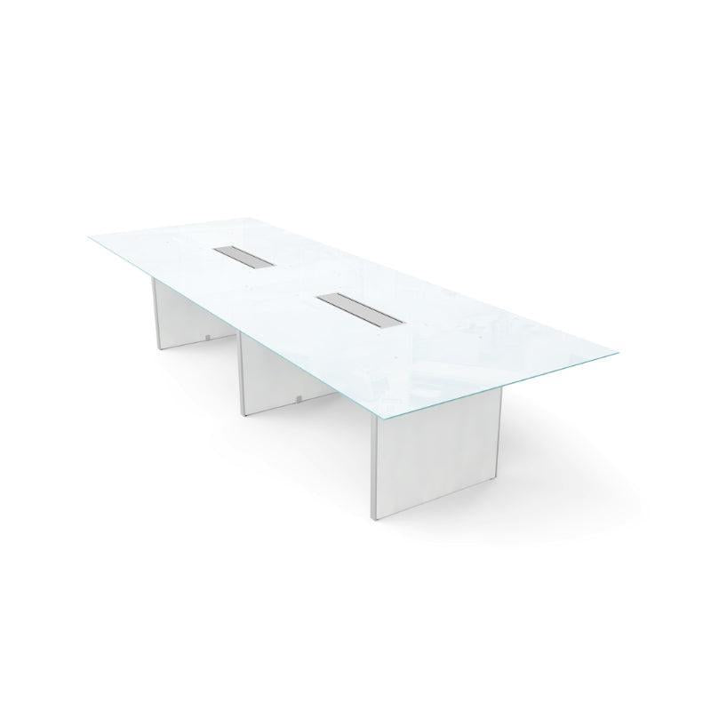 Potenza Executive Deluxe 12' Glass Top Conference Table, FREE SHIPPING