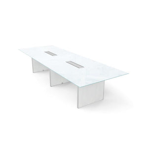 Potenza Executive Deluxe 12' Glass Top Conference Table, FREE SHIPPING